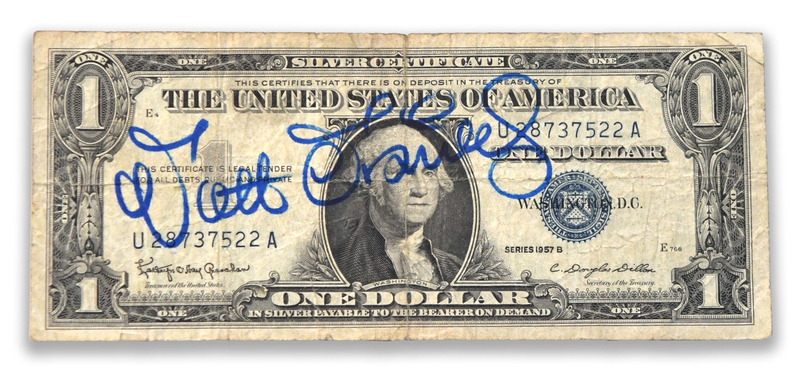 WALT DISNEY - SIGNED SERIES 1957 B UNITED STATES ONE-DOLLAR SILVER CERTIFICATE (1 of 2)
