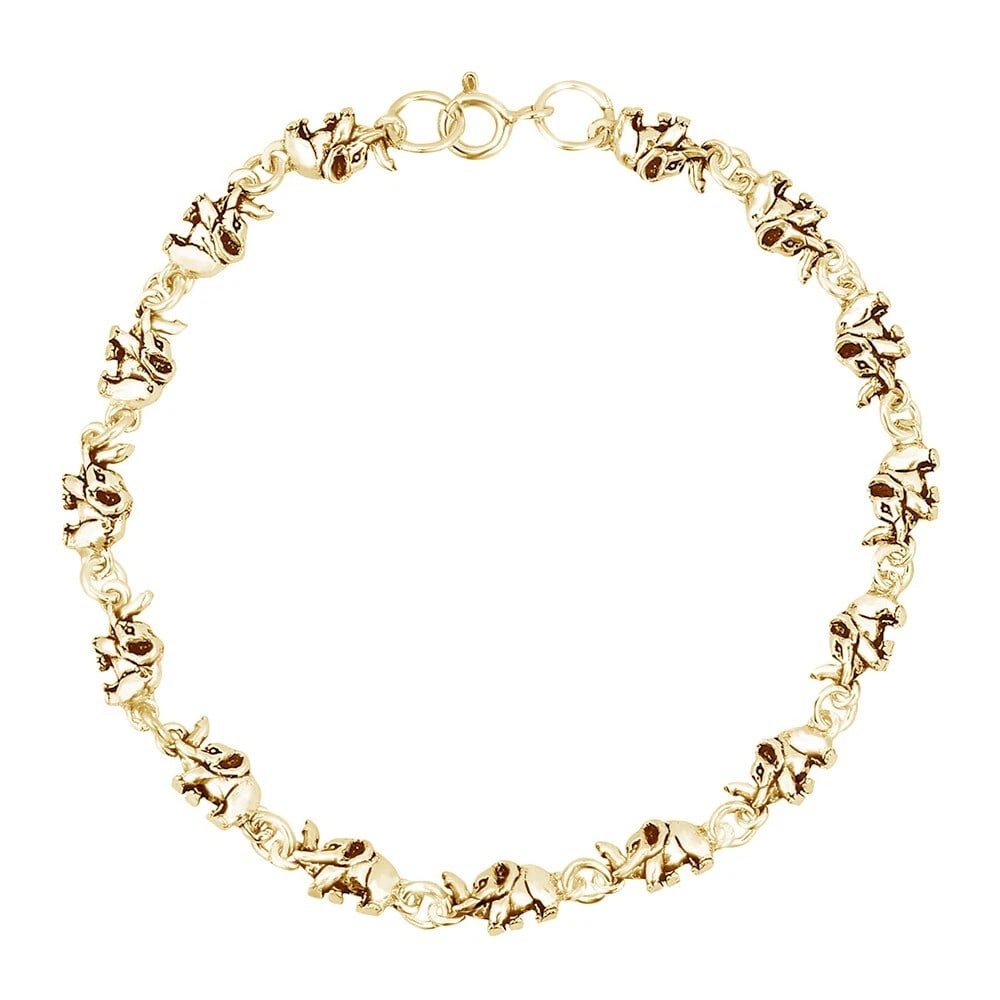GOLD-TONE FIGURAL LINK BRACELET: GOLD-TONE FIGURAL LINK BRACELET Description: A gold-tone bracelet composed of a continuous sequence of small sculptural or figural links joined around the circumference and finished with a clasp.
