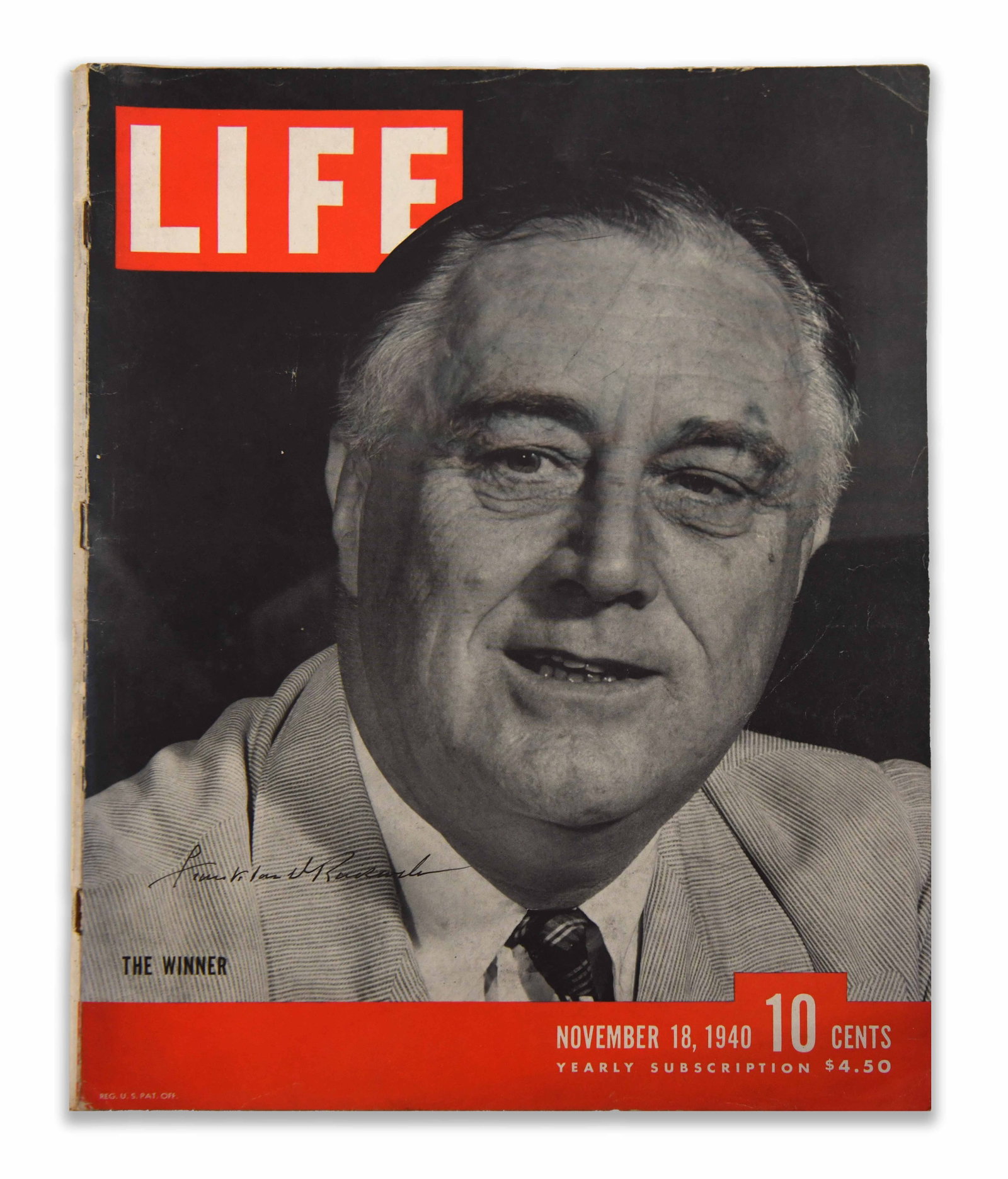 FRANKLIN D. ROOSEVELT - SIGNED LIFE MAGAZINE, NOVEMBER 18, 1940 ISSUE (1 of 2)