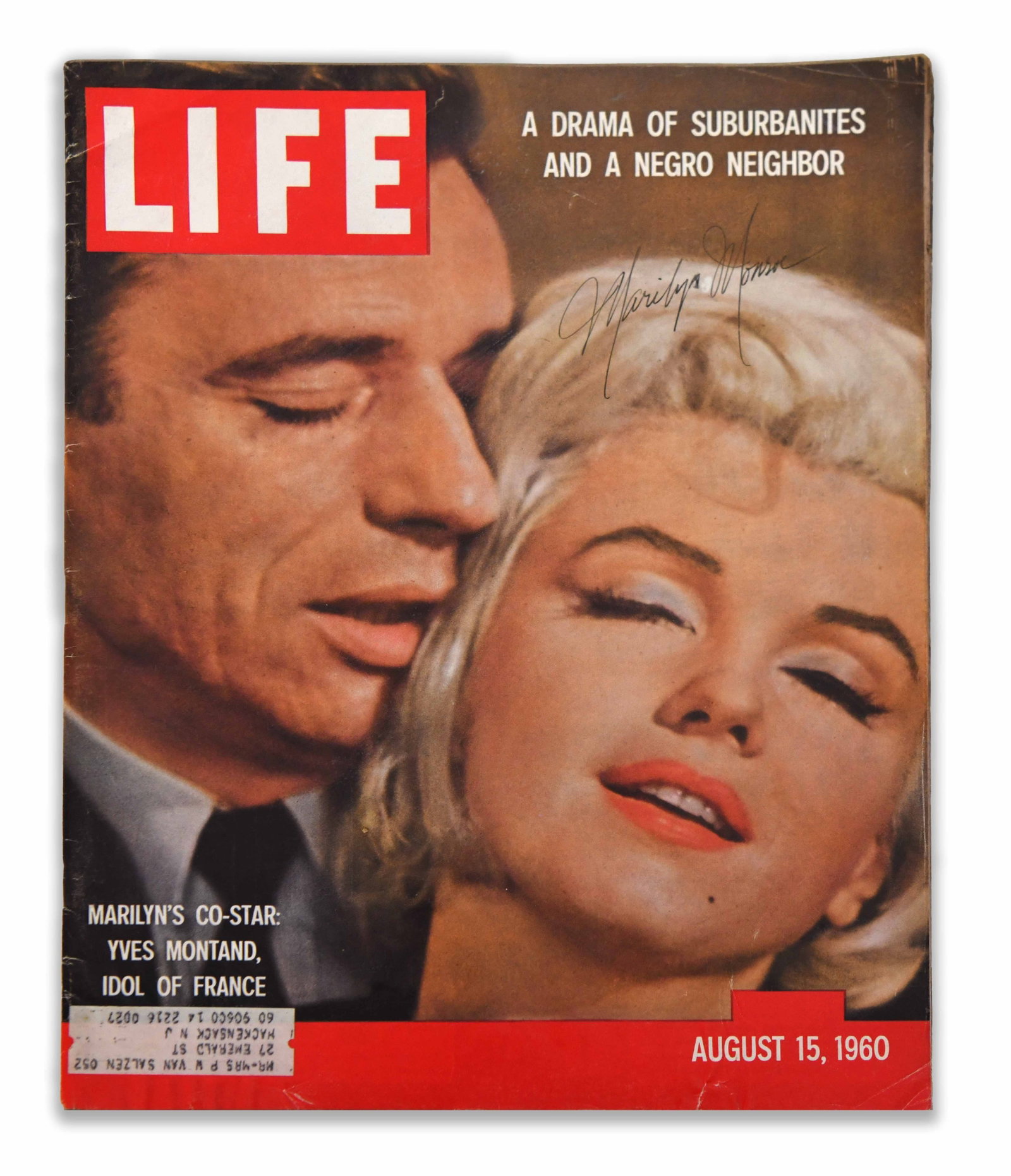 MARILYN MONROE - SIGNED LIFE MAGAZINE, AUGUST 15, 1960 ISSUE: MARILYN MONROE - SIGNED LIFE MAGAZINE, AUGUST 15, 1960 ISSUE Provenance and Authenticity: This item is presented as an original Life magazine issue dated August 15, 1960, featuring Marilyn Monroe on t
