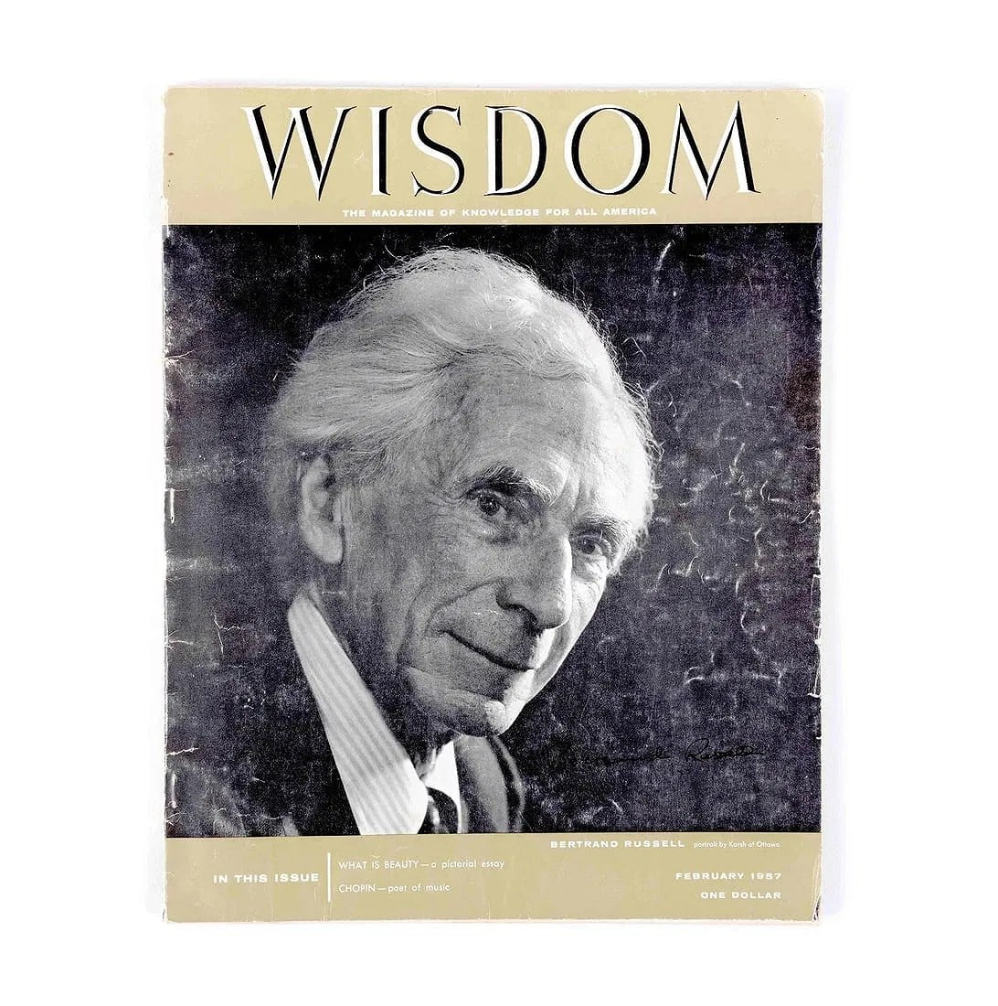 BERTRAND RUSSELL - HAND-SIGNED EDITION OF WISDOM MAGAZINE (1958) (1 of 3)