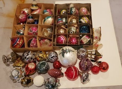 Vintage Christmas lot Mixed Mercury Glass Hard Plastic: Vintage Christmas lot Mixed Mercury Glass Hard Plastic. See photos for details. Buyers Premium 20%. ***NO IN-HOUSE SHIPPING AVAILABLE FOR THIS ITEM***