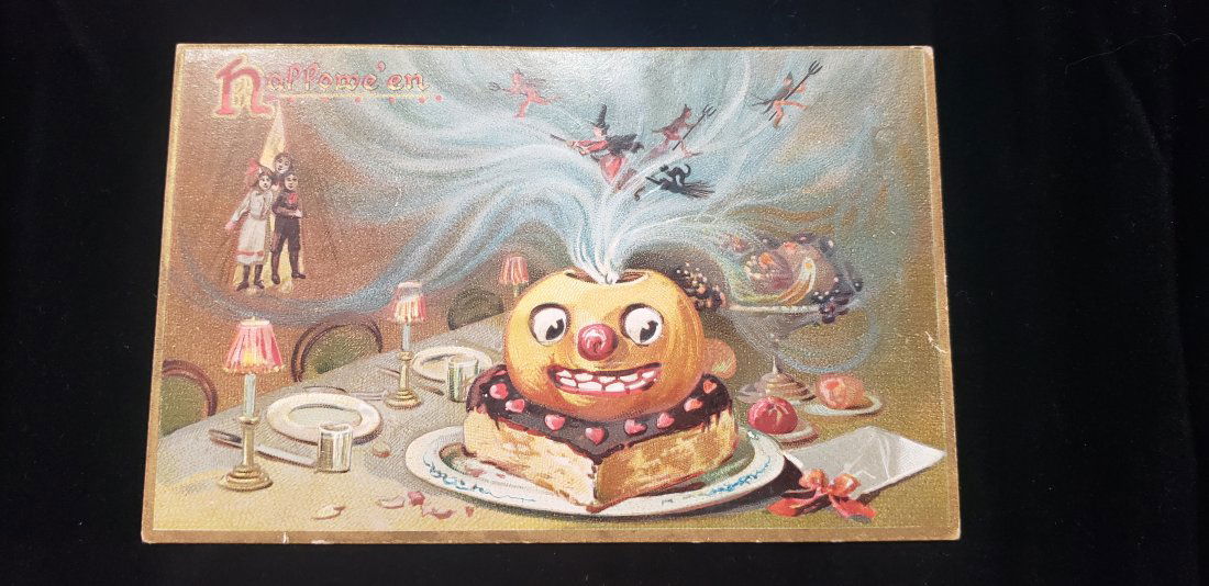 Early Halloween Tucks PostCard Jack O Lantern Party Scene Witch Broom: Early Halloween Tucks PostCard Witch on Broom Black Cat, Devils, Jack O Lantern on Cake Raphael Tuck & Sons Hallowe'en Post Card Series 150. Postally unused Buyers Premium 20%. *In-House Shipping Avai