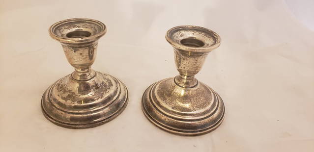 International Sterling Candlesticks: International Sterling Candlesticks. They are weighted and NEED TO BE POLISHED!! Buyers Premium 20% *In-House Shipping Available* After you pay your invoice for Hammer Price and Premium YOU WILL