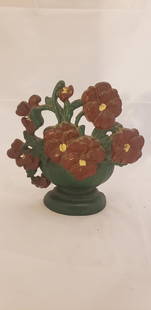 Cast Iron Door Stop Floral Red Flowers: Cast Iron Door Stop Floral Red Flowers. Weighs over 3 pounds Buyers Premium 20% *In-House Shipping Available* After you pay your invoice for Hammer Price and Premium YOU WILL RECEIVE A 2nd INVOICE