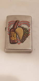 Vintage Zippo Lighter Beer & Taco: Vintage Zippo Lighter Beer & Taco. What a great addition to your Zippo Collection - who doesnt love a beer and Taco!!!Buyers Premium 20% *In-House Shipping Available* After you pay your invoice for