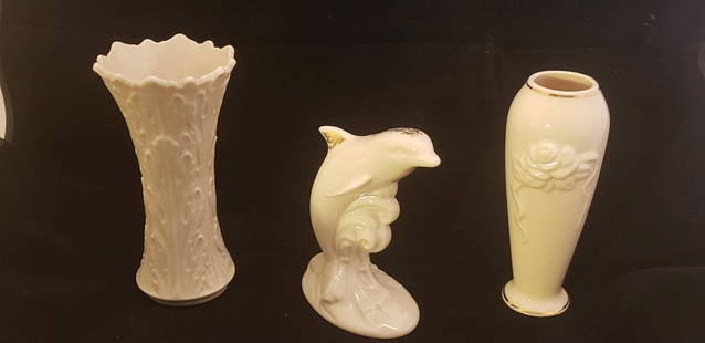 3 Pieces of Lenox Jeweles Collection Dolphin ++: 3 Pieces of Lenox Jeweles Collection Dolphin ++ Two Vases and a beautiful figural Dolphin Buyers Premium 20% *In-House Shipping Available* After you pay your invoice for Hammer Price and Premium YOU