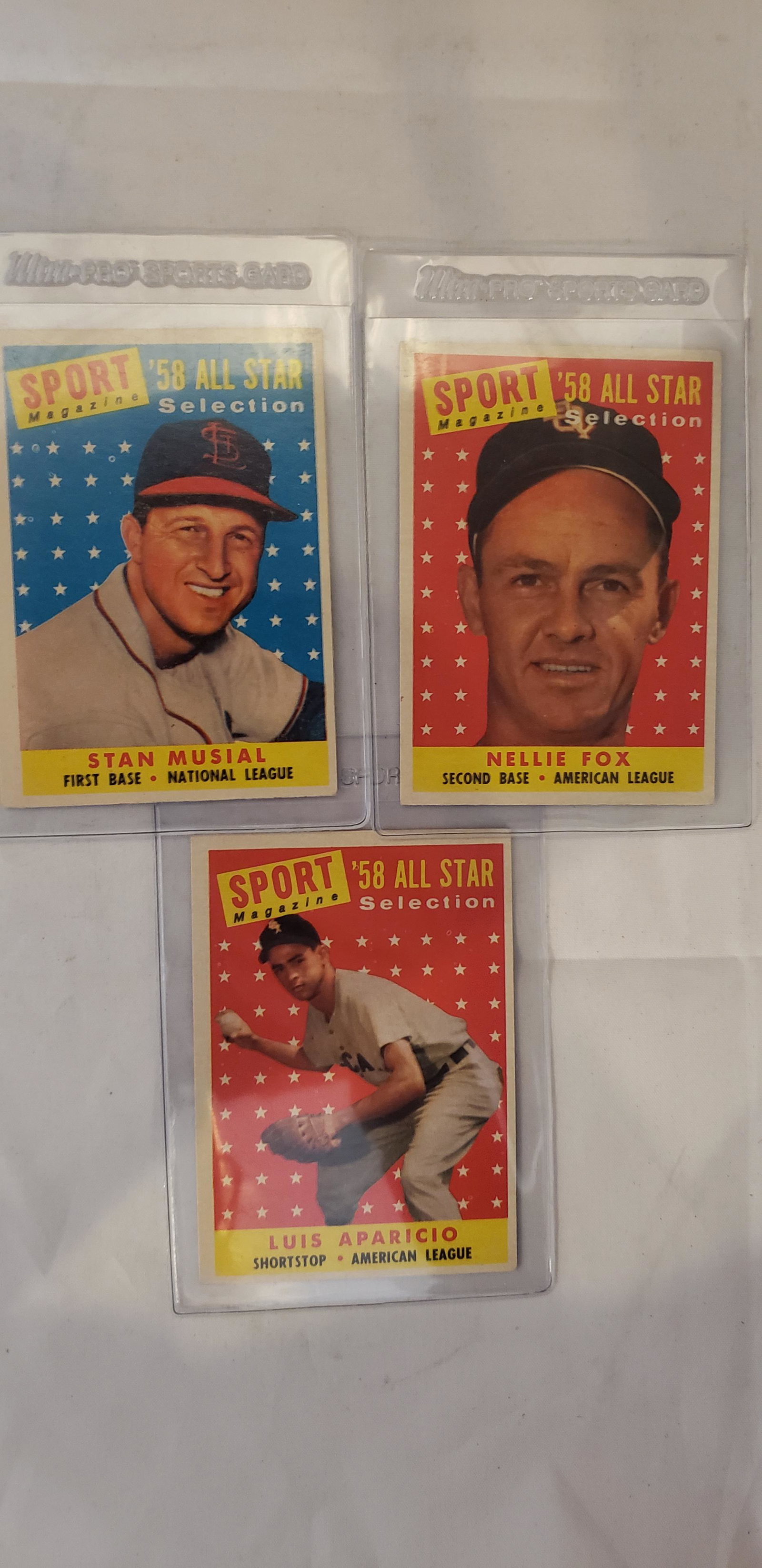 1958 Topps Aparicio Musial Fox All Star Cards (1 of 2)