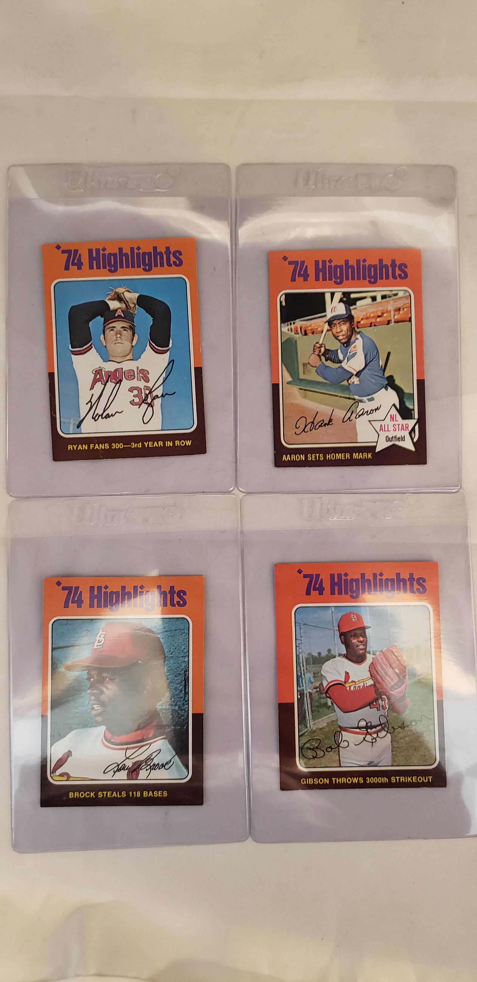 1975 Topps Mini Nolan Ryan Hank Aaron Brock Gibson Blank Back Errors (1 of 5)