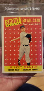 1958 Mickey Mantle All Star Baseball Card