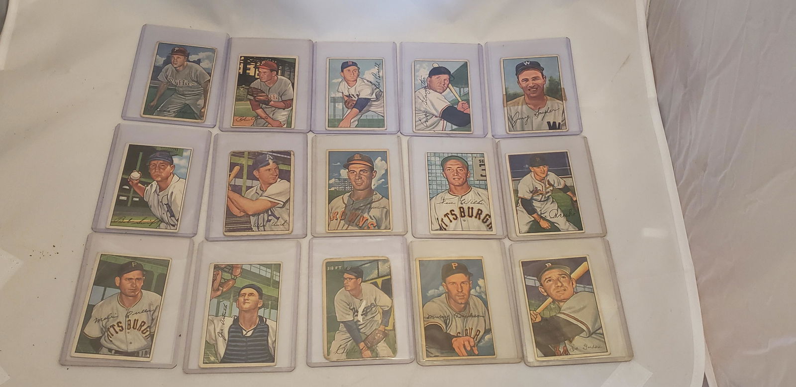 1952 Bowman Baseball Lot of 15 Cards Richie Ashburn Robin Roberts Slaughter (1 of 5)