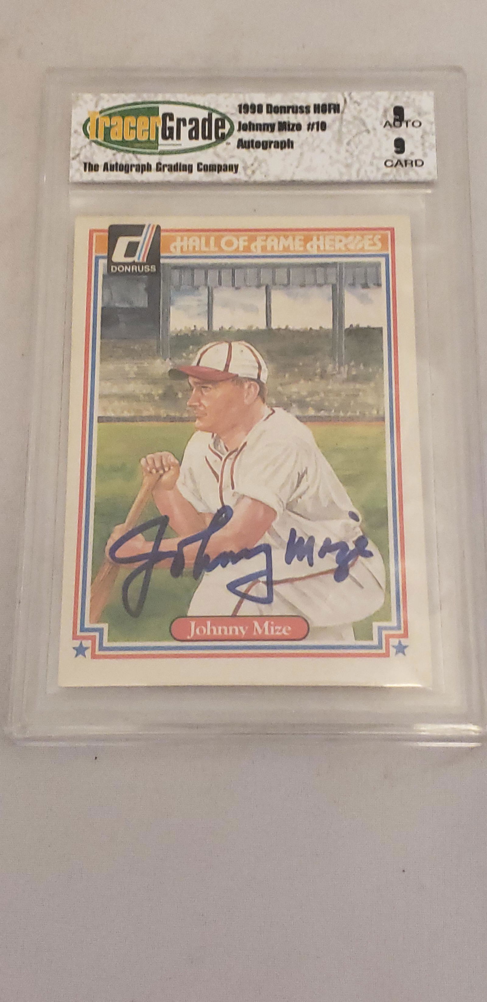 1998 Donruss HOFH Johnny Mize #10 Autograph Graded 9 (1 of 2)