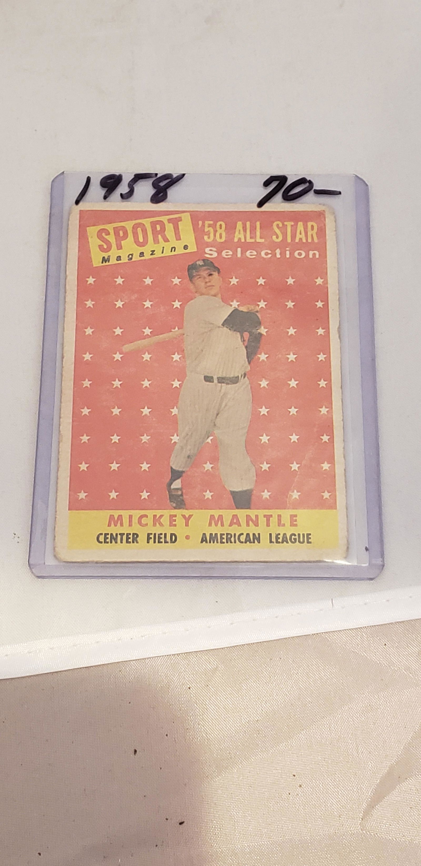 1958 Topps #487 Mickey Mantle All Star Card (1 of 2)