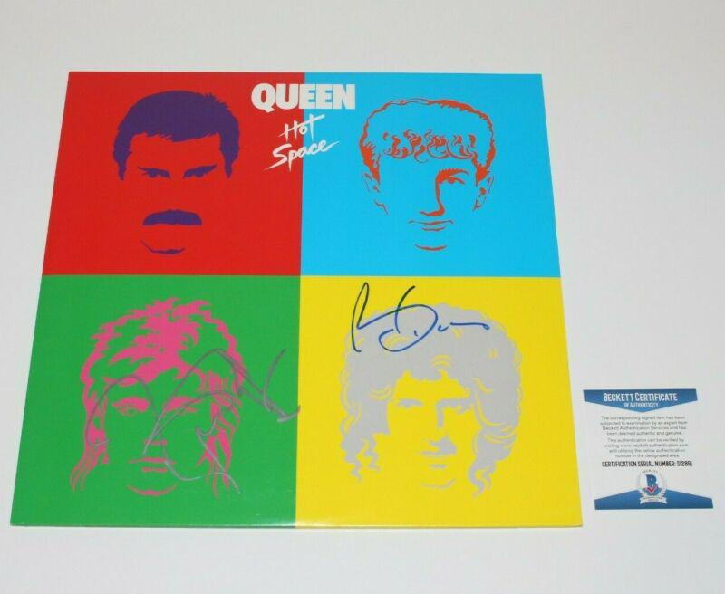 QUEEN BRIAN MAY ROGER TAYLOR SIGNED HOT SPACE ALBUM: QUEEN BRIAN MAY ROGER TAYLOR SIGNED HOT SPACE ALBUM VINYL RECORD LP BECKETT COA