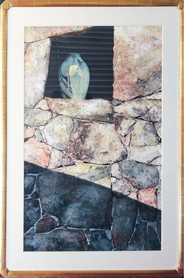 Peter Sculthorpe (B. 1948) Watercolor on Paper Painting: Watercolor on paper. Signed lower right. Giltwood frame. Framed and matted under glass. Frame size: 48 x 34"