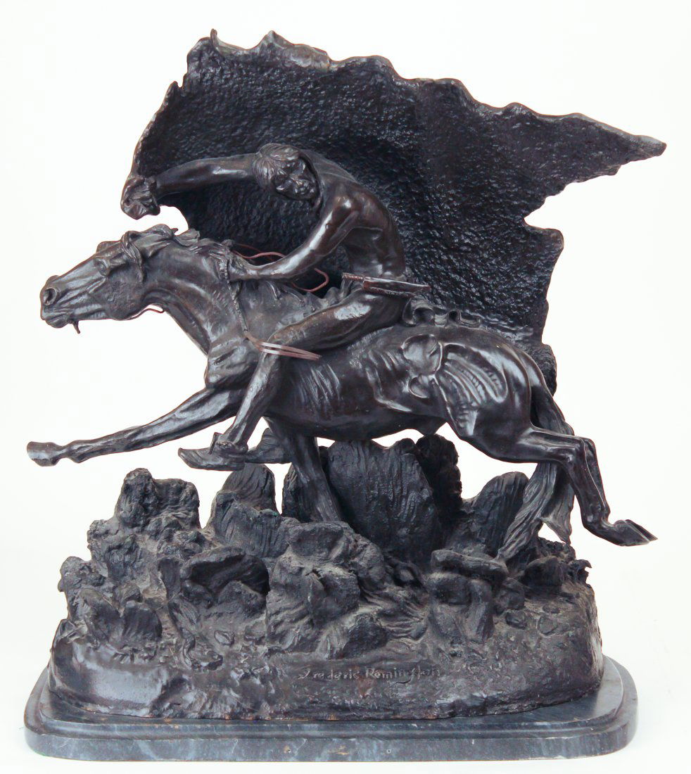 Large Bronze Sculpture "The Horse Thief" after Frederic Remington (1 of 6)