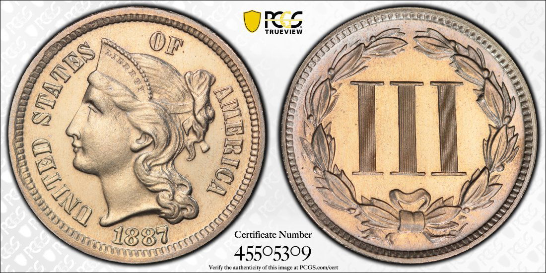1887/(6) United States 3 Cent Nickel Proof, PCGS UNC Details (1 of 2)