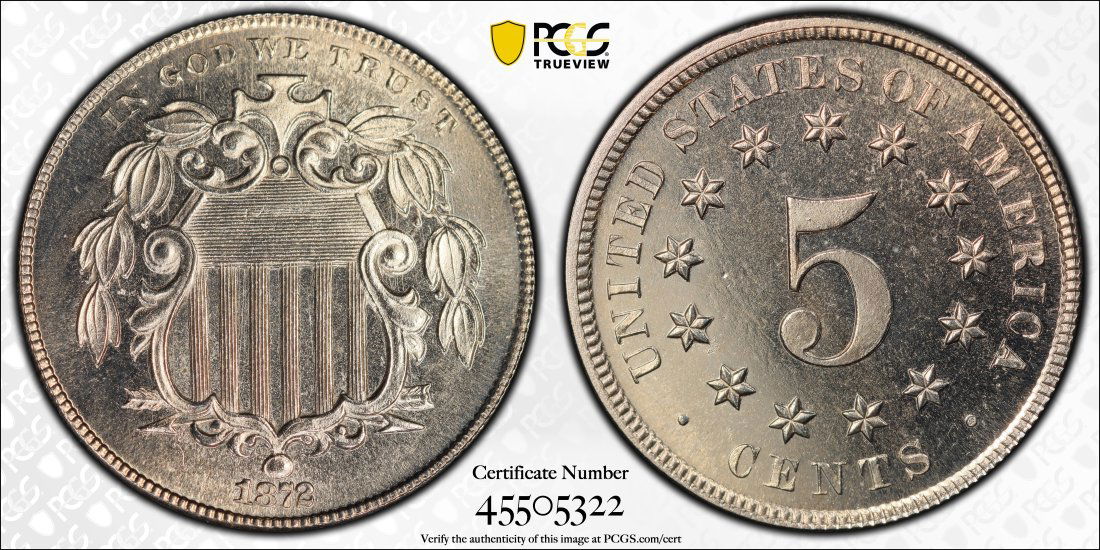 1872 United States "Shield" Nickel Proof, PCGS PR65 (1 of 2)