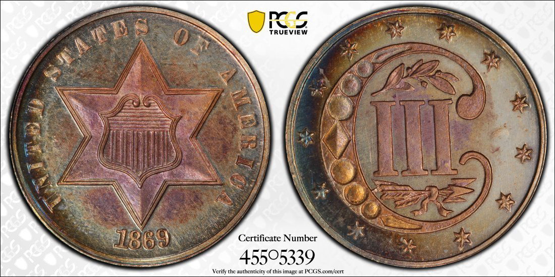 1869 United States 3 Cent Silver Proof, PCGS PR64 (1 of 2)