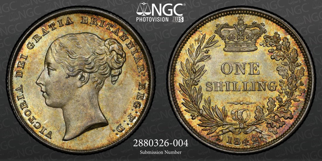 1842 Great Britain 1 Shilling, NGC MS65 (1 of 3)