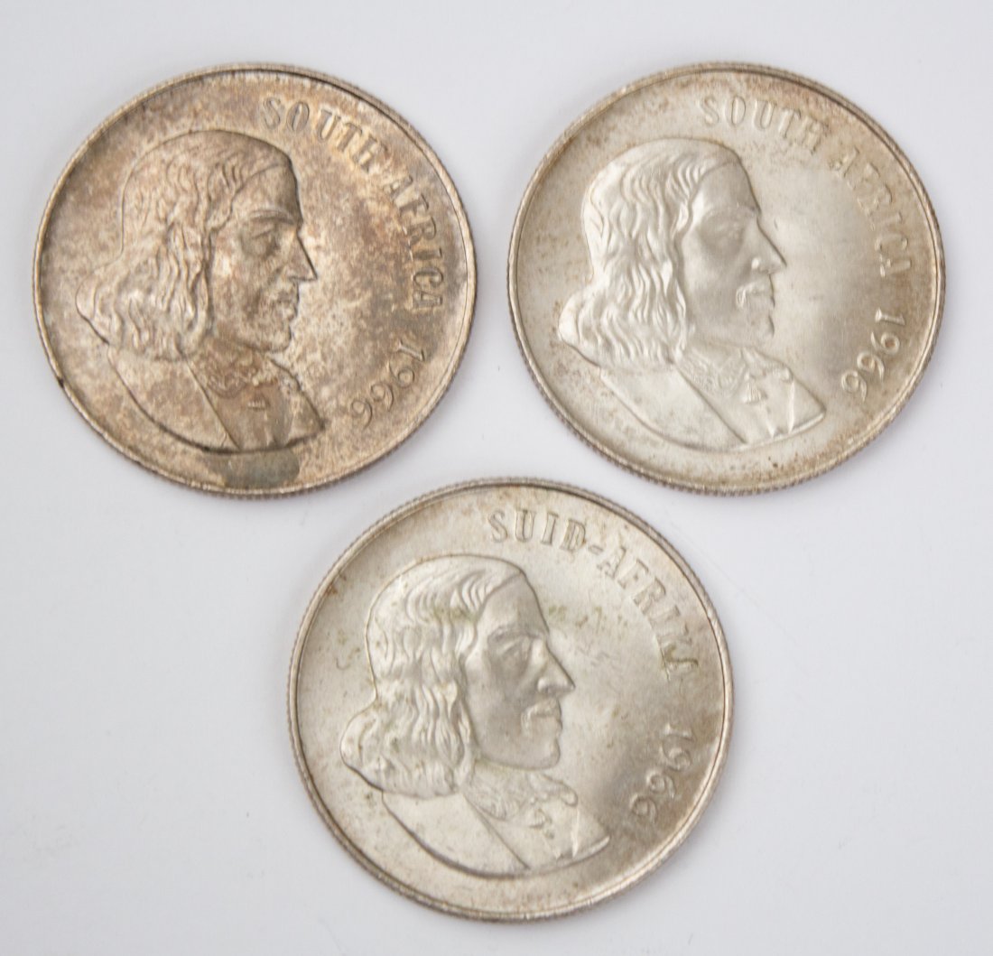 Three (3) 1966 South Africa 1 Rand Silver Coins (1 of 2)