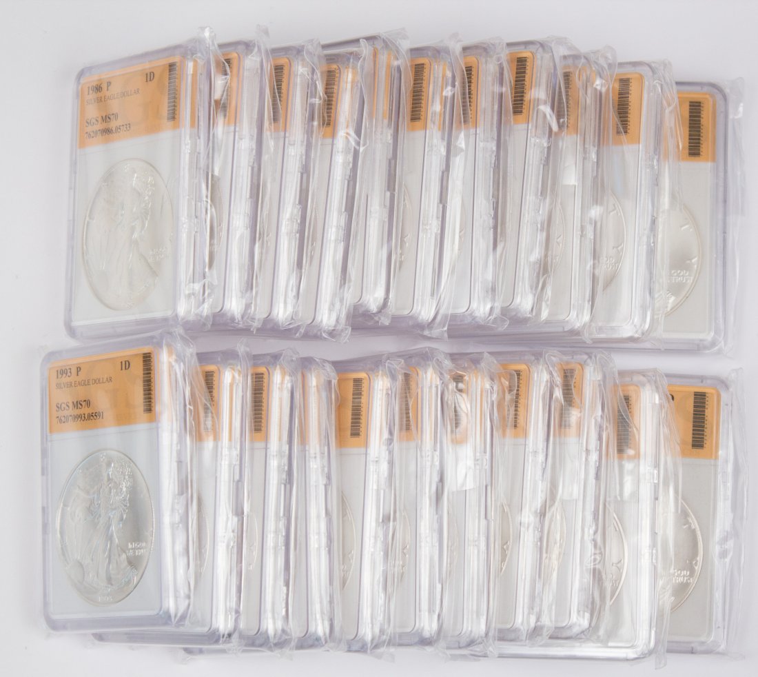 Twenty-Two (22) UNC United States American 1oz Silver Eagles (1986-2007) (1 of 4)