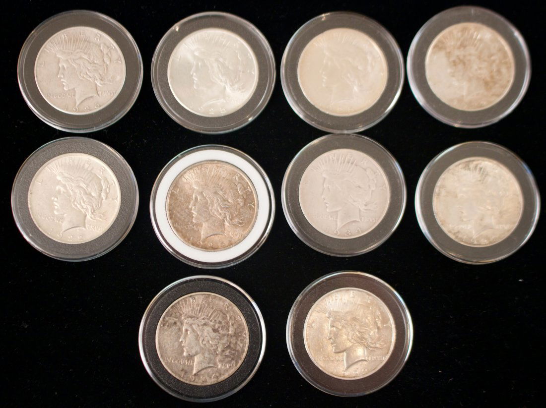 Ten (10) United States Peace Dollars (1 of 2)