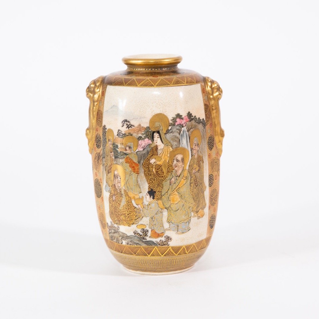 Japanese Meiji period Six Sided Satsuma Vase (1 of 9)