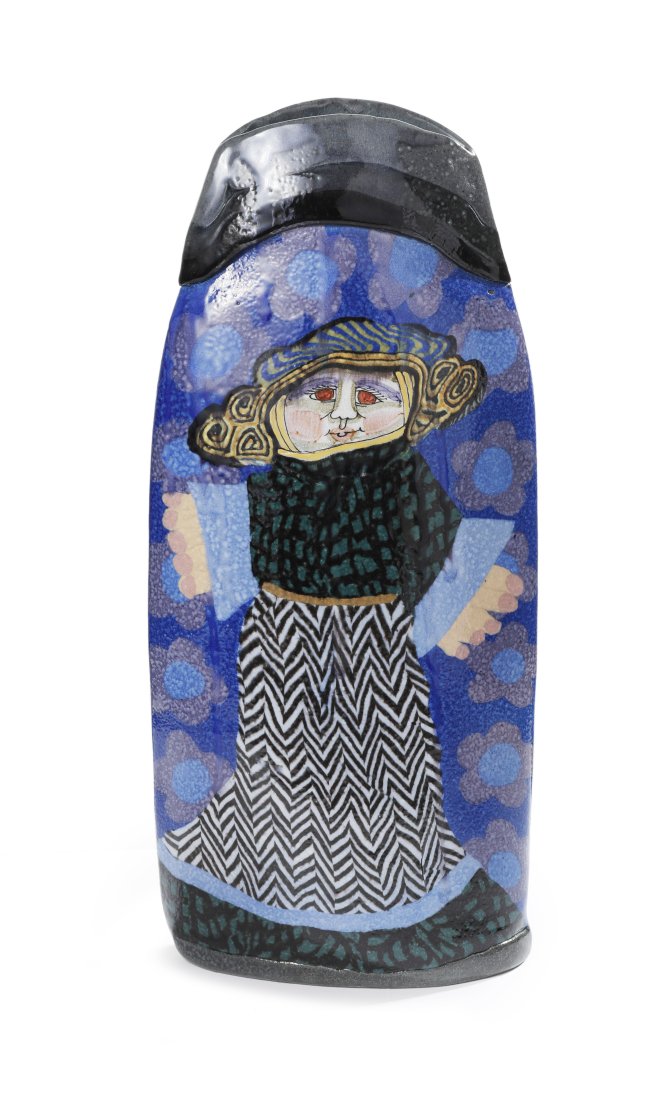 Jane Goslin Peiser Glazed Decorated Pottery Vase (1 of 4)