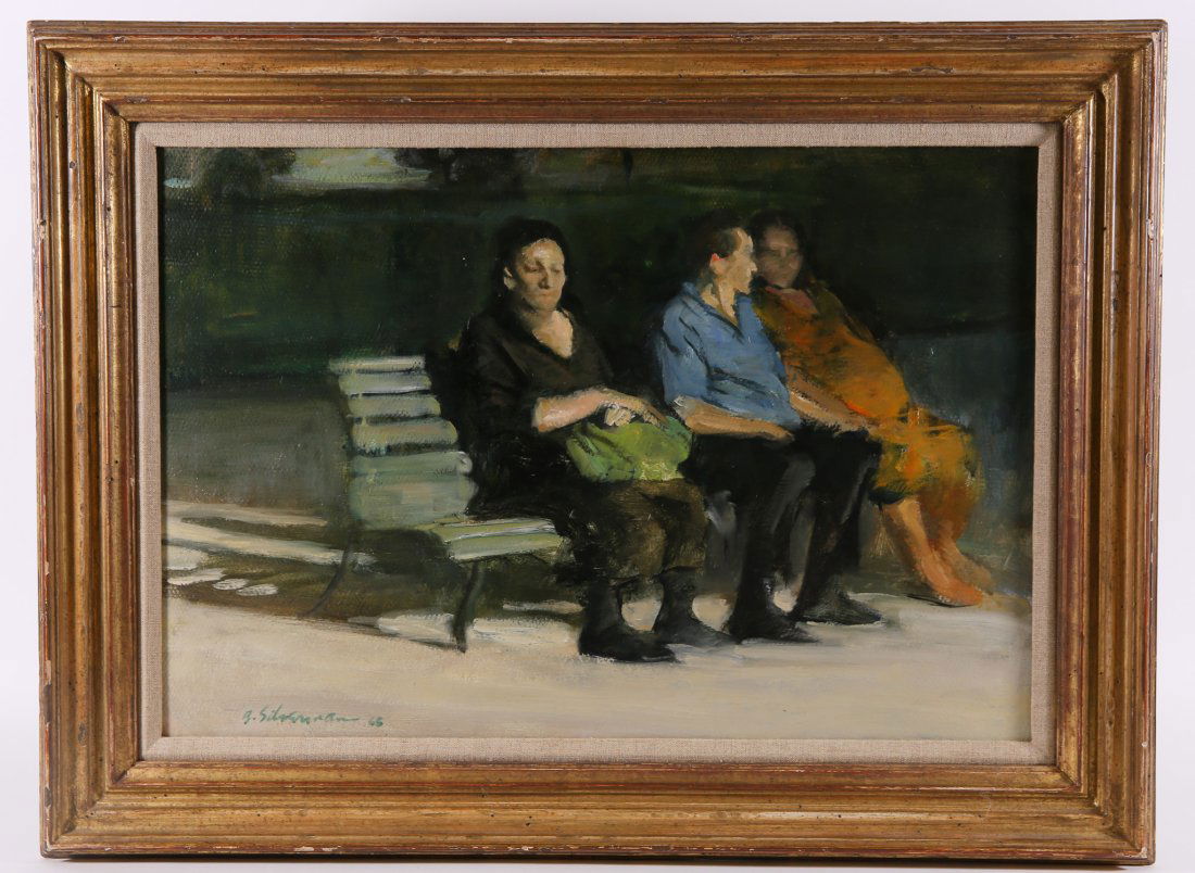 Burt Silverman Painting, Oil on Board, 'In the Villa Borghese' (1 of 4)