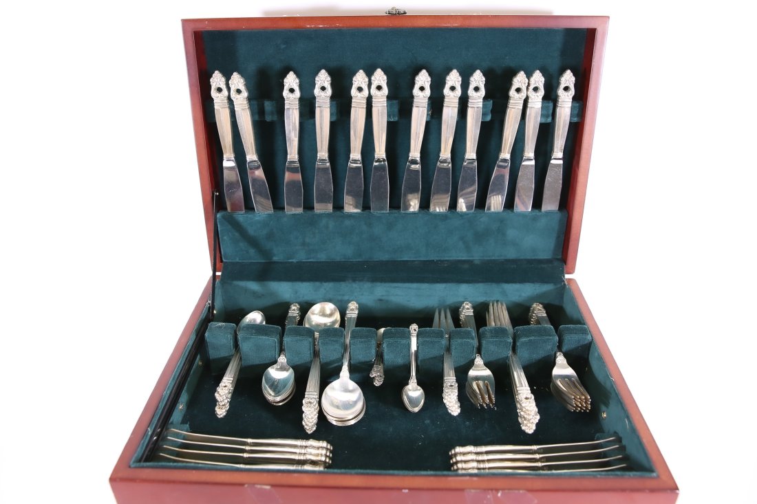 International Royal Danish Sterling Flatware 103 Piece Set (1 of 5)