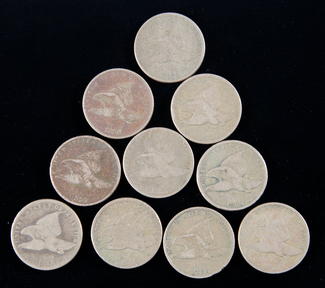 Ten (10) 1858 United States Flying Eagle Cents (1 of 2)