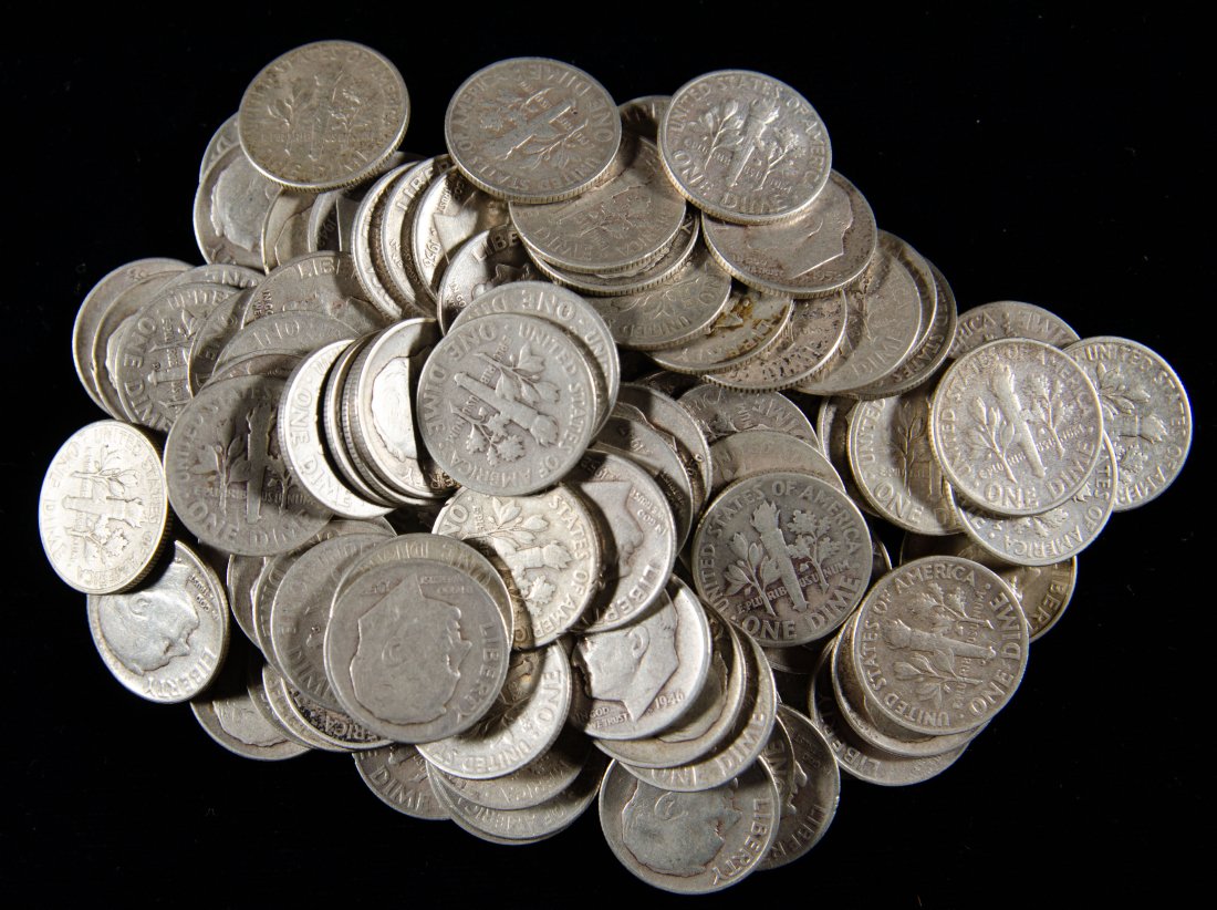 $10 Face Value United States 90% Silver Roosevelt Dimes (1 of 2)