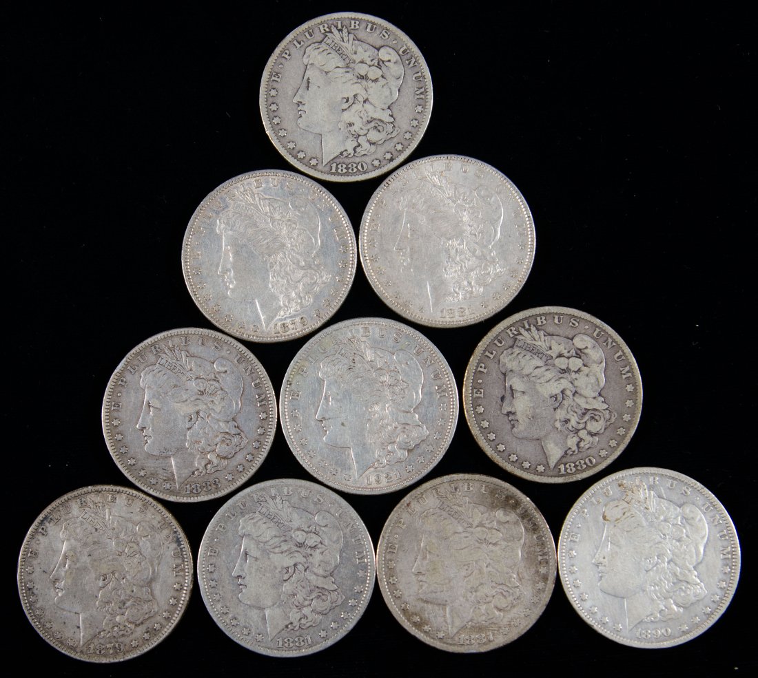 Ten (10) Mixed Date United States Morgan Silver Dollars (1 of 2)