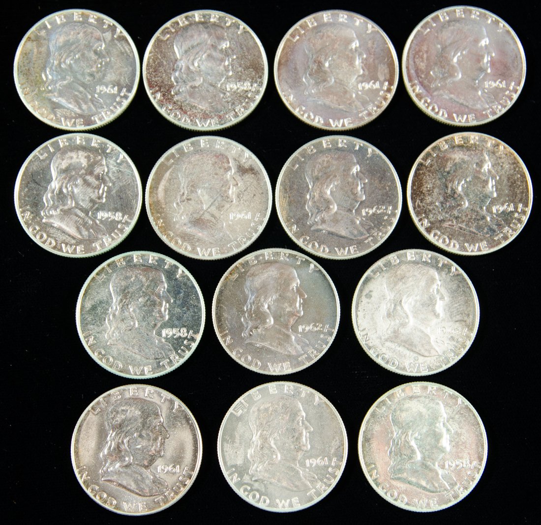 Fourteen (14) United States Ben Franklin Silver Half Dollar Proofs (1 of 2)