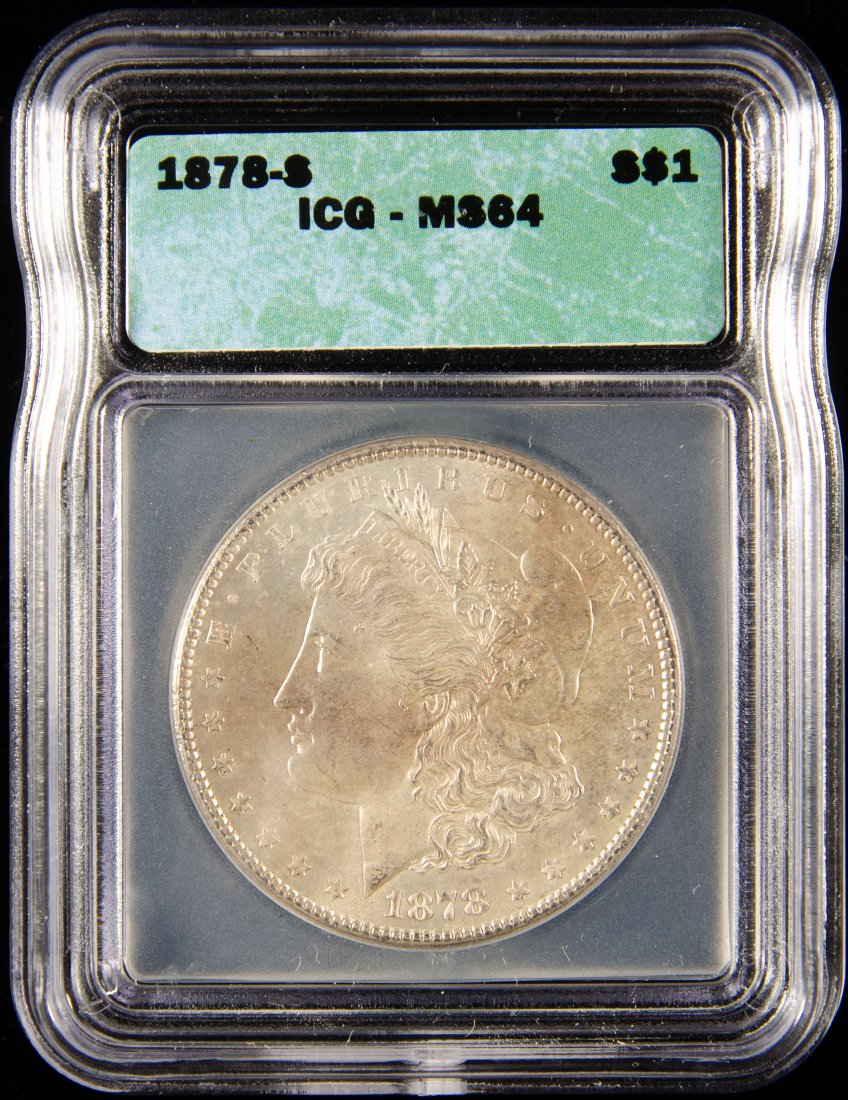 1878-S United States Morgan Silver Dollar ICG MS64 (DMPL Reverse!) (1 of 4)