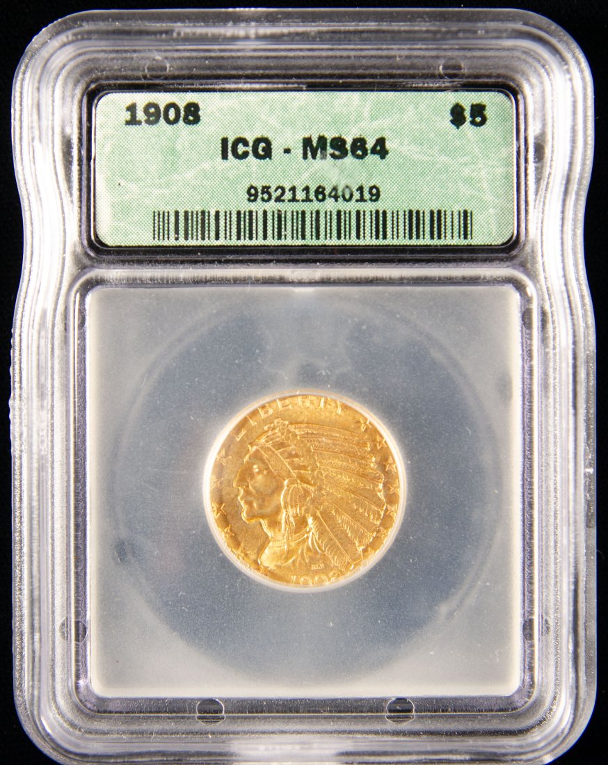 1908 United States $5 Indian ICG MS64 (1 of 4)