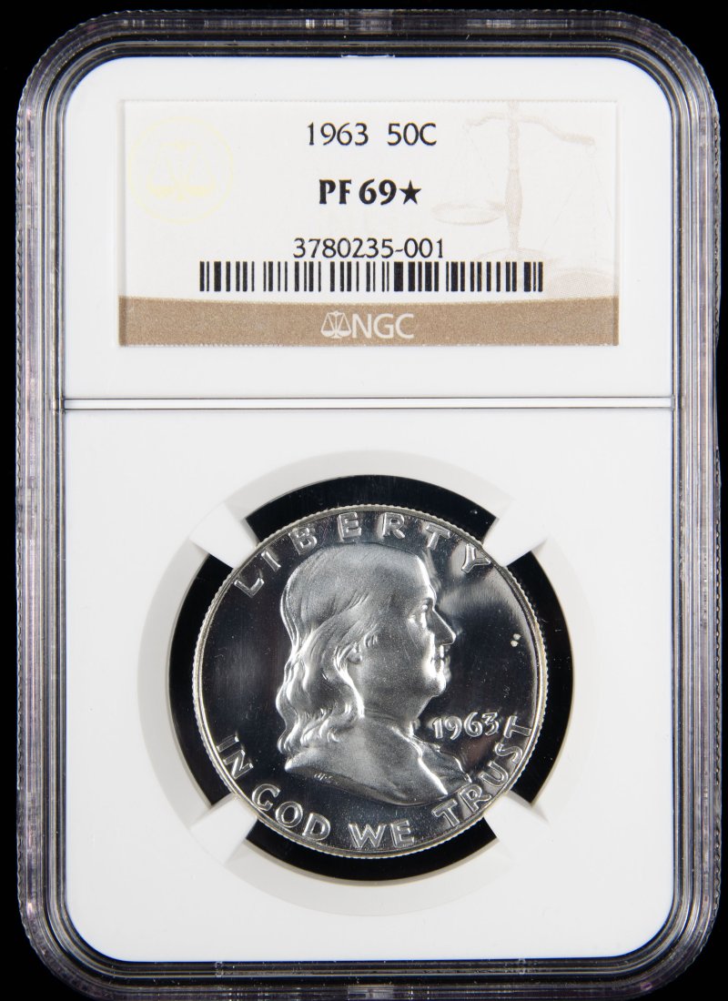 1963 United States Proof Ben Franklin Half Dollar NGC PF69* (1 of 3)