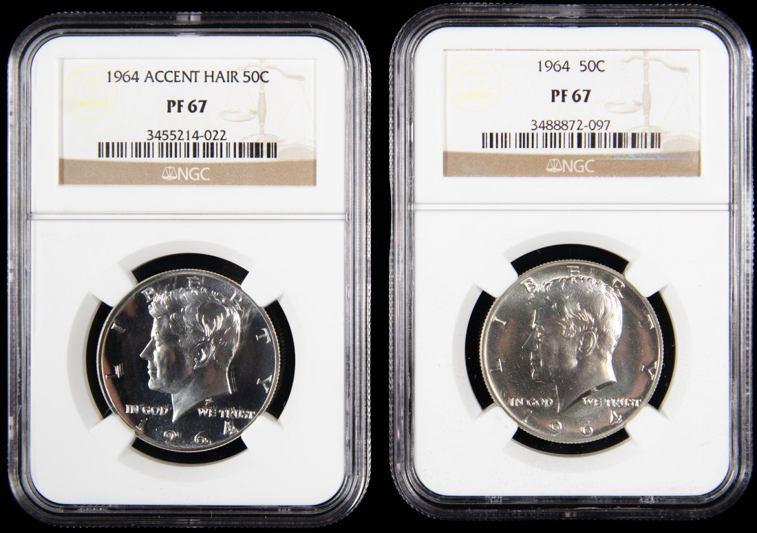 Two (2) 1964 United States JFK Proof Half Dollars NGC PF67 (Accented Hair) (1 of 2)