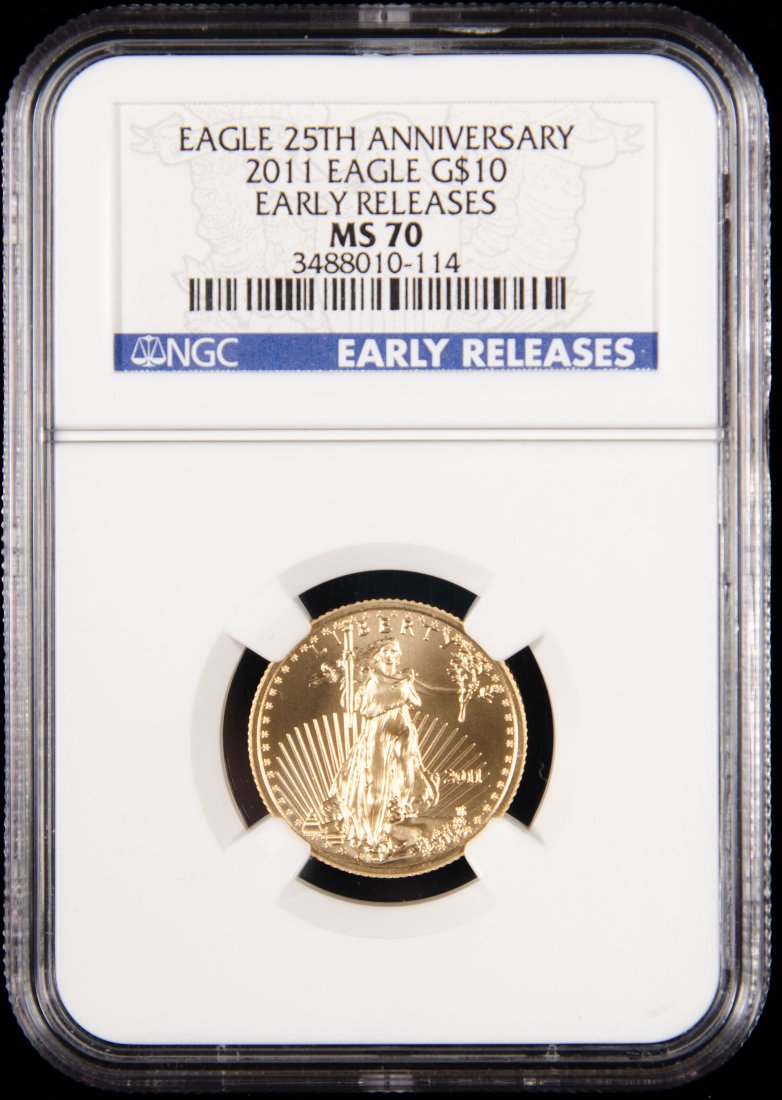 2011 United States $10 Gold Eagle 1/4oz NGC MS70 (1 of 3)