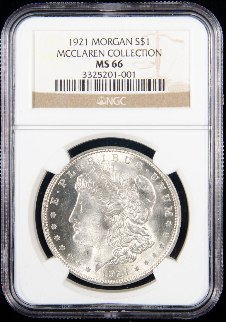 1921 United States Morgan Silver Dollar NGC MS66 - Ex McClaren (1 of 3)