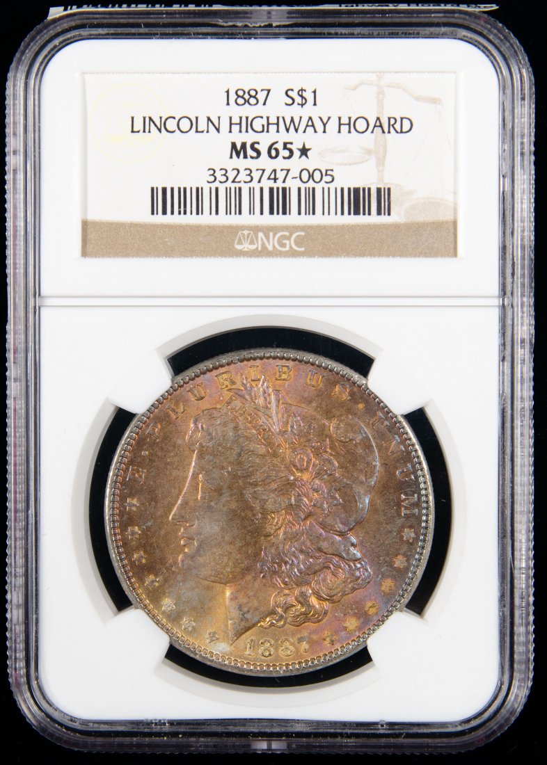 1887 United States Morgan Silver Dollar NGC MS65* - Ex Lincoln Highway (1 of 3)