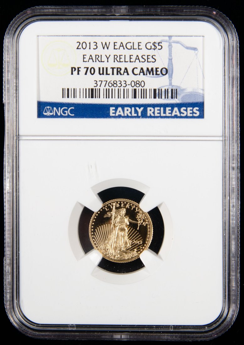 2013-W United States $5 Gold Eagle Proof 1/10oz NGC PF70 Ultra Cameo (1 of 3)