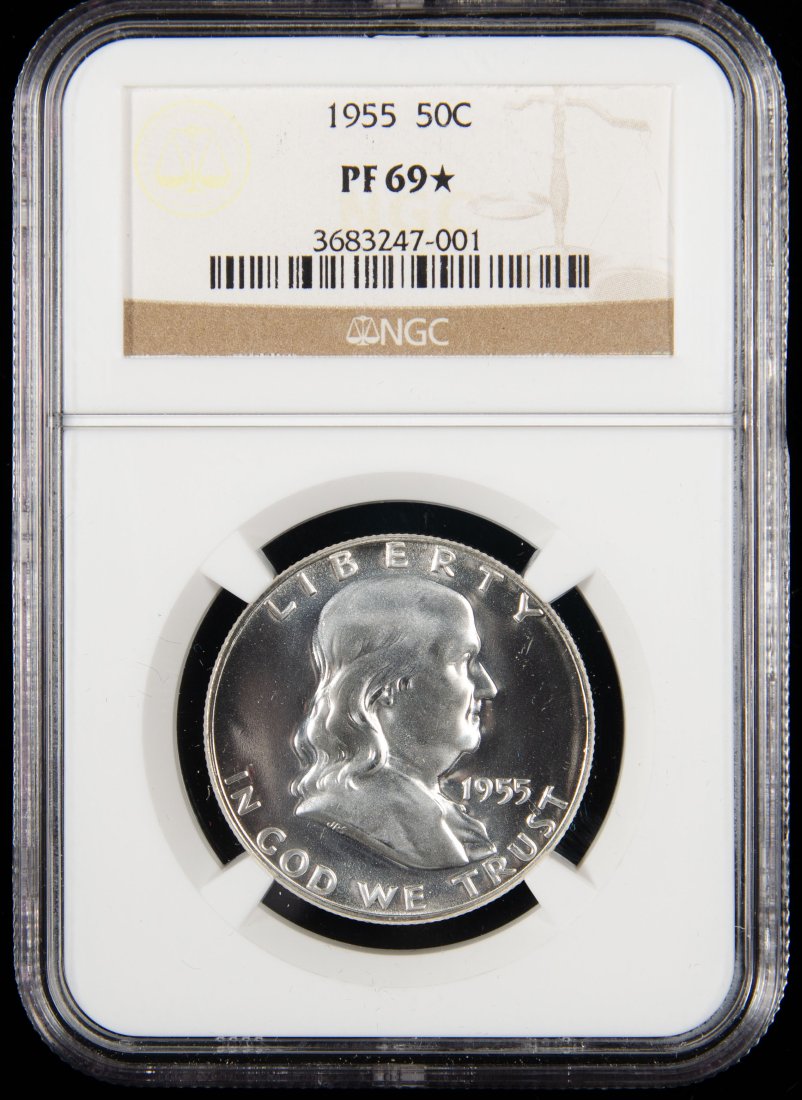 1955 United States Ben Franklin Proof Half Dollar NGC PF69* (1 of 3)