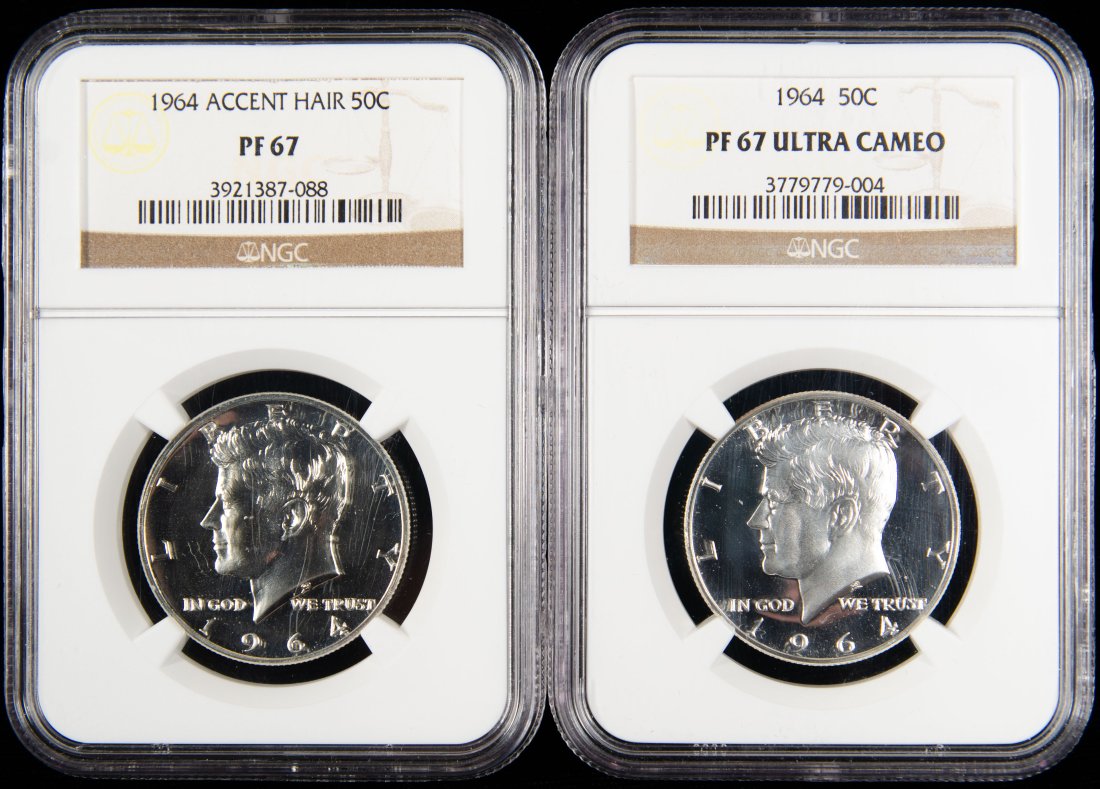 Two(2) 1964 United States JFK Half Dollar Proofs NGC PF67 - Accent Hair (1 of 2)
