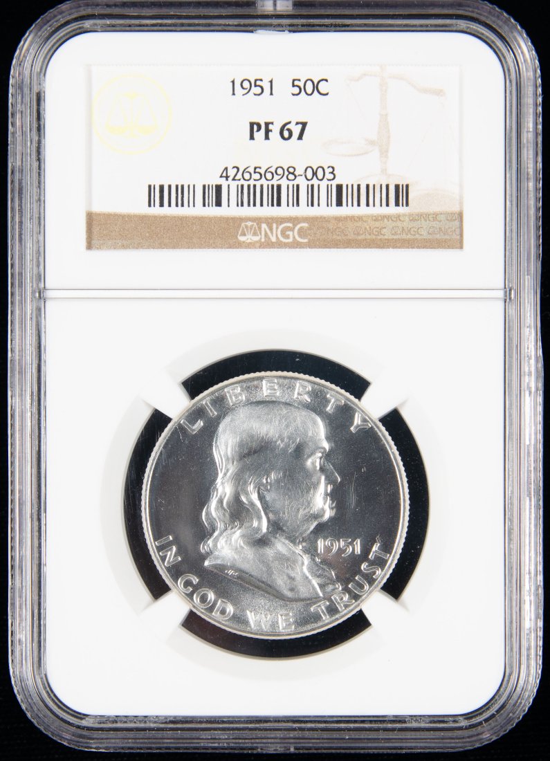 1951 United States Ben Franklin Proof Half Dollars PF67 (1 of 3)