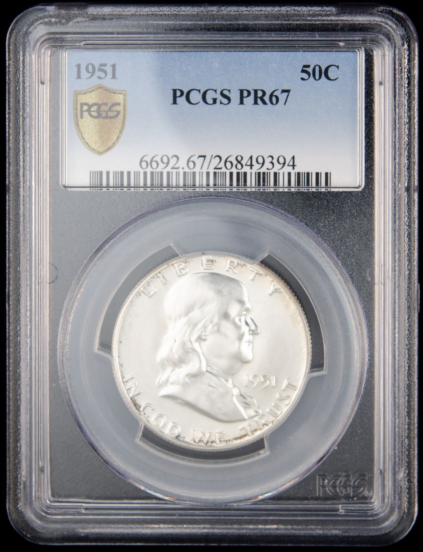 1951 United States Ben Franklin Proof Half Dollar PCGS PR67 (1 of 3)