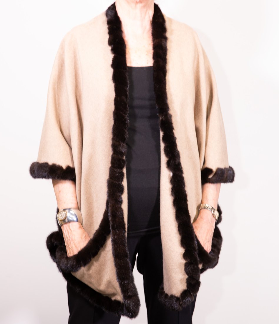 Loro Piana Cashmere Cape with Ranch Mink Trim (1 of 5)