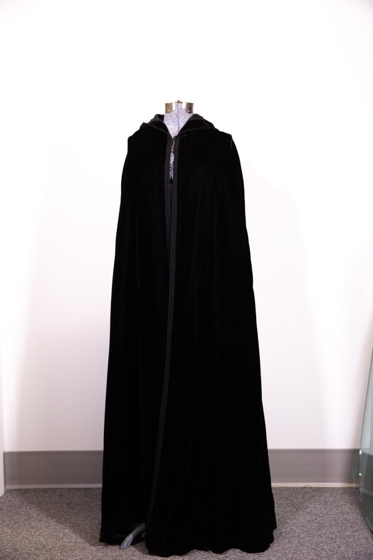 Vintage Black Velvet Hooded Opera Cape (1 of 4)