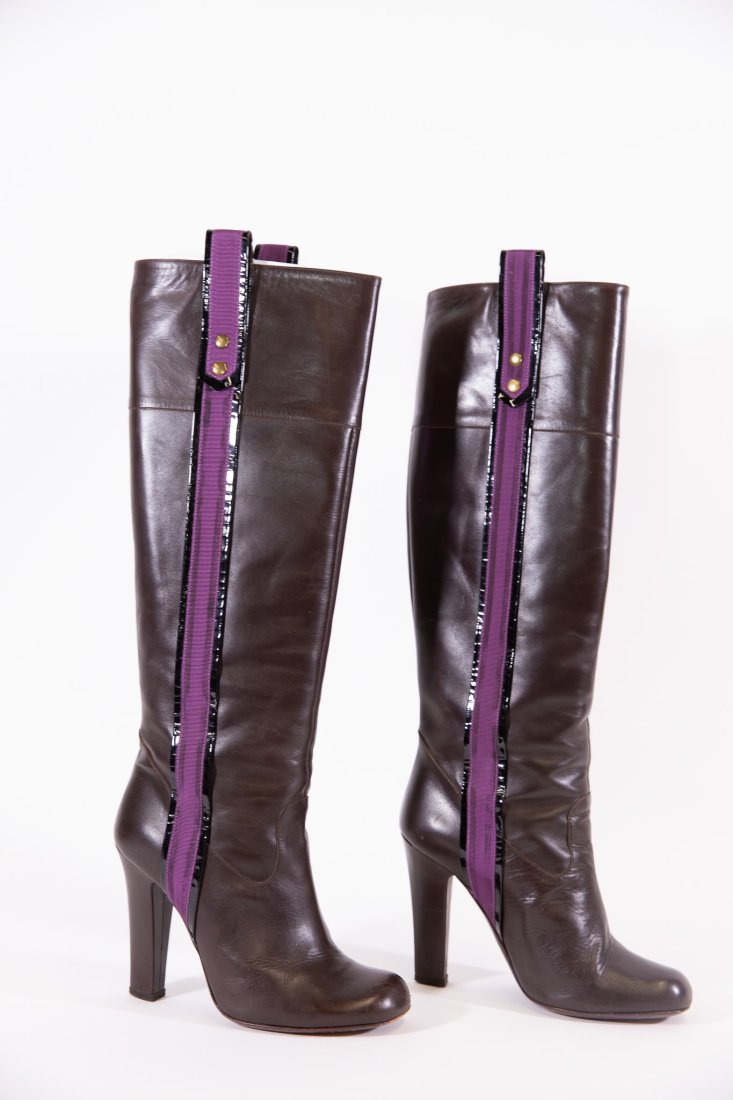 Studio Pollini Tall Brown Leather Boot (1 of 6)